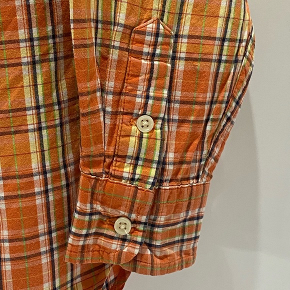 Ralph Lauren Boys Size 5 Button Down Shirt Orange Yellow Plaid Long Sleeve Pony - Picture 3 of 7